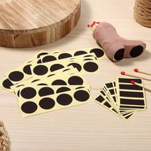 120pcs Match Striker Papers With Adhesive, 60 Round And 60 Rectangle Match Striker Stickers Match Striker Paper Sheets For Match Rack Cymbal Paper Replacement(Black),Adhesive DIY Candle Striker Paper Stickers, Rectangle Adhesive Striker Paper Stickers