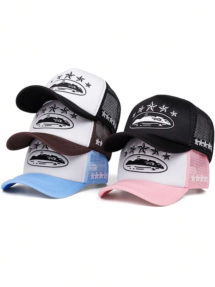 2025 Fashion Personalized Simplicity New Baseball Hat Five Star Embroidery Street Fashion Creative Hip Hop Hat Street Dance Decoration Hat Outdoor Leisure Sports Sunshade Hat Breathable Mesh Hat For Daily Life Suitable For Both Men And Women