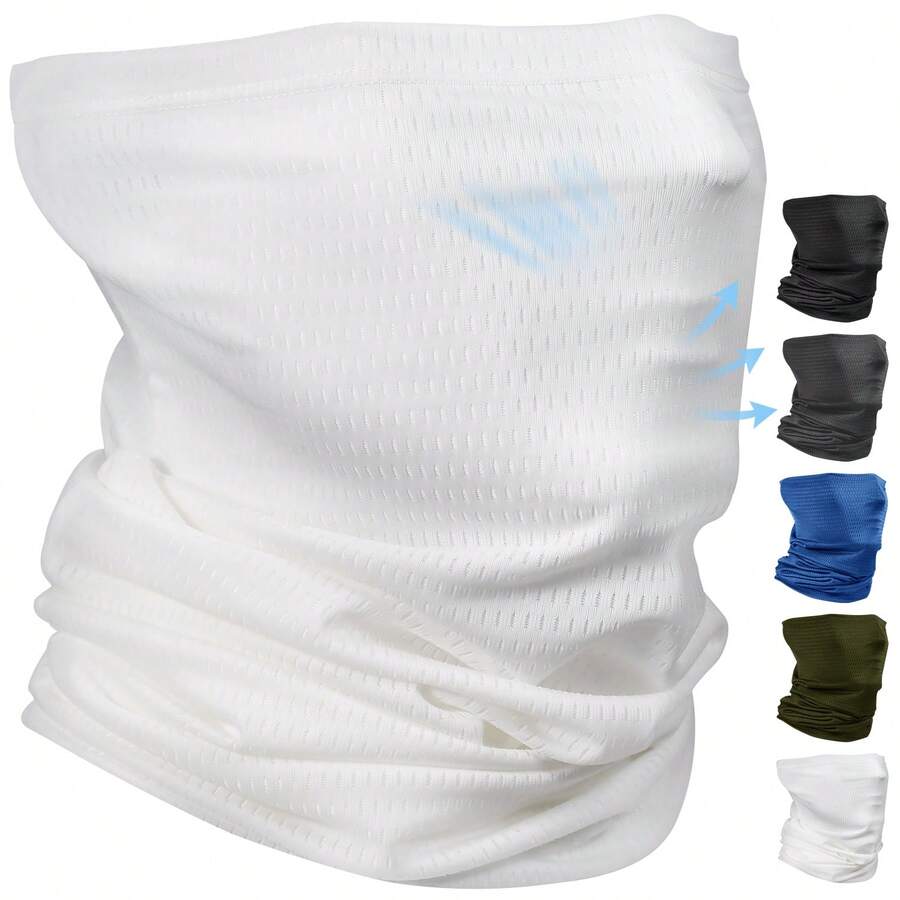 Ultra-Breathable Summer Neck Gaiter Face Mask Scarf, Waterproof, Windproof , UV Protection With Adjustable Drawstring | Unisex Design | Perfect Gift For Family, Friends - 白色 - 查看 1