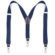 Tirantes de alta resistencia con ganchos giratorios para hombres, jeans de trabajo, espalda en Y, grandes y altos, ajustables, elásticos, tirantes para pantalones, correa de cinturón RDH5 - Azul marino - Ver 2