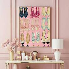 1pc Unframed Luxury Club Women Heels Shoes Fashion Poster Wall Art Canvas Print Minimalist Preppy Art Girly Room Chic Decor Funky Painting For Dorm,Living Room,Bedroom,Modern Home Decoration - Multicolor - View 1