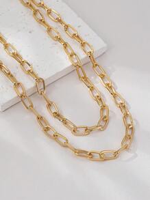 1pc Fashionable Minimalist Geometric Multi-Layer Necklace For Women, Suitable For Party And Daily Wear