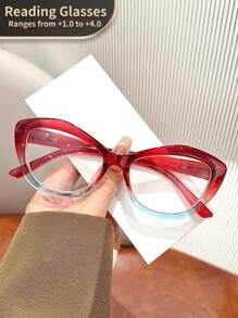 LiMiaoMiao 1 件女士猫眼复古老花镜，透明电脑放大镜，度数 +1.0 至 +4.0 - 透明 - 查看 8
