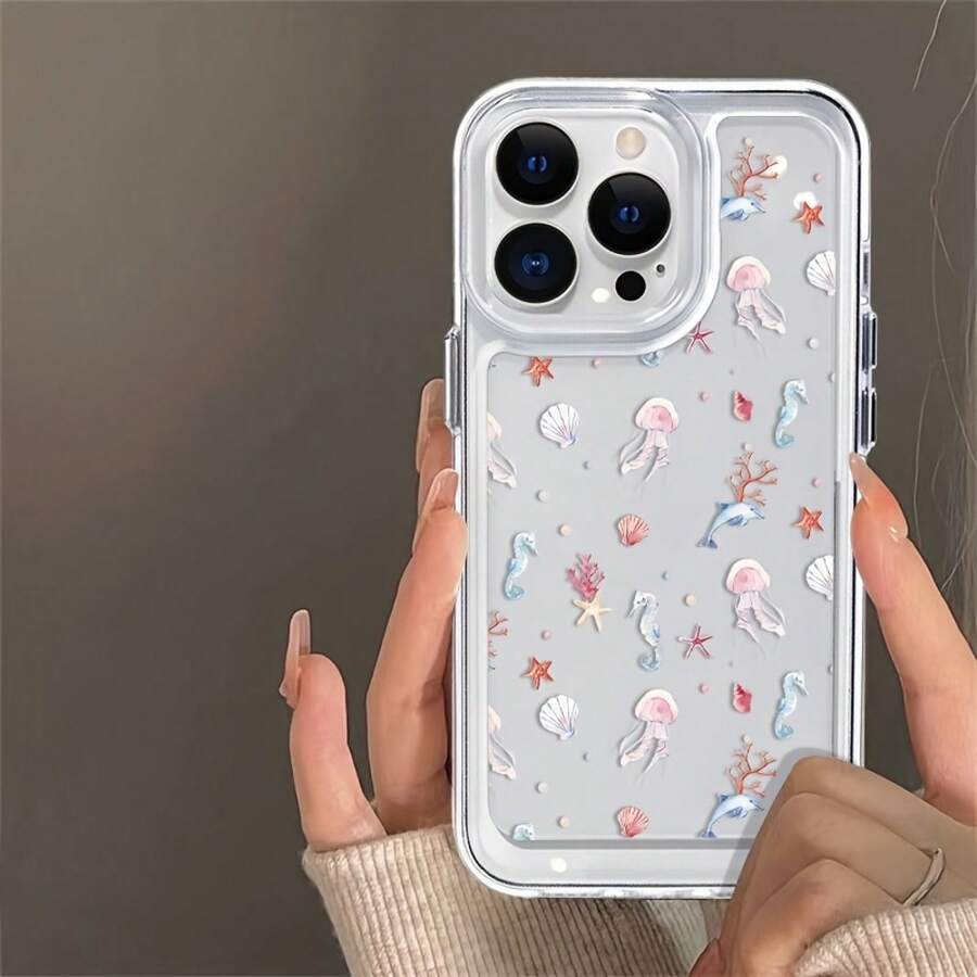 Funda de TPU suave para teléfono móvil. Orificios de precisión para lente. Compatible con phone 16 Pro Max, 16 Plus, 16 Pro y 16. Nuevo diseño moderno. Funda transparente con diseño ondulado. Protección integrada contra golpes y caídas. - transparente - Ver 1