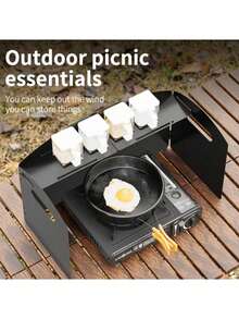 1pc Foldable Camping Stove Windshield Set - Aircraft-Grade Aluminum Panels, Interlocking Heat-Resistant Design & Compact Carry Pouch - Compatible With Butane/Propane Burners, Backpacking, RV Cooking - Viral Camp Hack 2025, Ultralight Backpacking Essential, Spring Outdoor Gear Must-Have - Wind Deflector With Storage Rack - View 8