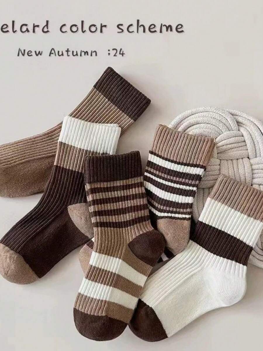 Kit 3 6 12 Mid-Calf Socks Vintage Style Elegant Earthy Tones Women's 35-40 - 彩色 - 查看 1