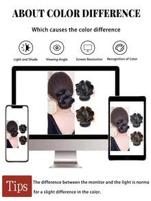 Low Bun Synthetic Wig Claw Clip, Chicken Feather Clip Hair Bun, Fluffy Back Head Flower Bud Wig Hair Accessories 1pc Fashion Hair Clips Autumn Accessories Fall Winter For Vacation Outfits Woman Summer - Multicolor - View 7