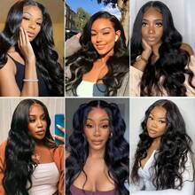 200% Density Water Wave 13x6 13x4 Lace Front Wig, Mixed Hair, High Definition Lace Frontal No Glue, 5x5 High Definition Transparent Lace Closure Wig, Pre-Plucked, With Baby Hair, Women's Glue-Less Air Wig, With Baby Hair, Women's High Density Brazilian Virgin Hair 10-14 Inch Bob Wig - Natural & Black - View 10