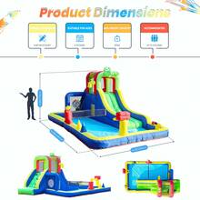 15 Ft Inflatable Castle Water Slide For Kids, (With Blower), Backyard Inflatable Pool, Water Gun, 8-In-1 Game, Summer Fun Games, Dry Wet Use, 15 X 8 X 6 Ft - 彩色 - 查看 3