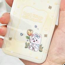 INS 风格 ABS 滑盖英文草莓猫卡夹，学生证件夹，校园卡夹，钱包，防丢失保护套，男女通用，适用于学校用品，返校 - 彩色 - 查看 8