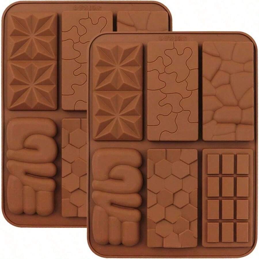 6 In 1 Silicone Break Apart Chocolate Bar Mold Silicone Molds For Wax Melts Non Stick Homemade Protein And Energy Bar Mould Pack Of 2 - 6in1-2Pcs - View 1
