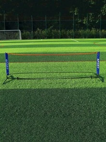 便携式专业标准羽毛球和排球网 | 耐用运动器材，户外运动装备，经典运动设计，稳定的运动网，坚固的结构，黑色框架和蓝色装饰，适用于家庭、海滩、球场练习（无支架） - 彩色 - 查看 6