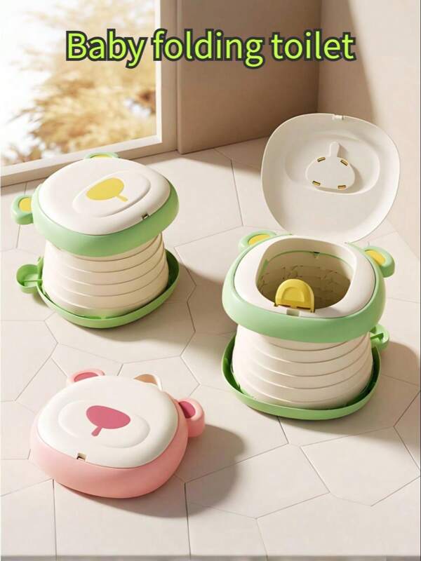 1 pieza Inodoro plegable para niños de material ABS, inodoro portátil para bebé para automóvil, exterior, con bolsa de almacenamiento y bolsa de basura, se puede usar como inodoro, bote de basura, silla y otras funciones, adecuado para viajes familiares, picnics, emergencias en el automóvil y otros escenarios