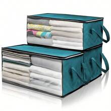 1 pieza Caja de almacenamiento de ropa plegable, bolsa de almacenamiento de gran capacidad, bolsa de almacenamiento de edredón de tela no tejida, bolsa de almacenamiento y transporte de edredón, bolsa de almacenamiento de equipaje de ropa, para almacenamiento y organización estacional