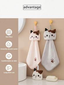 3/1pc Cute Cartoon Cat Towel - Soft Coral Fleece Pocket Towel Suitable For Bathroom And Kitchen - Highly Absorbent Dual-Use Wiping Towel, Home Bathroom Decor, Summer Wedding Girlfriend Gift, Bathroom Towel, Bathroom Shower Essential, Hair Brush Towel, Travel Holiday Essential, Pool Essential, Bathroom Accessory, Outdoor Camping Essential, Travel Essential, Bathroom Decor, Bathroom Towel - Multicolor - View 11