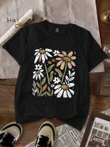 Playera casual,camiseta manga corta, tejido suave, ropa cómoda, prenda versátil, diseño básico, moda casual, look informal, outfit diario, camiseta para mujer, camiseta básica mujer, ropa ligera, top casual, ropa urbana, camiseta verano, ropa algodón. - Negro - Ver 1