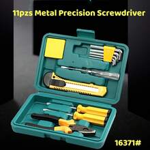 12-Piece Tool Set With Box, Small Handheld Portable Car Repair Tool Kit, Home Emergency Tools - 綠色 - 查看 1