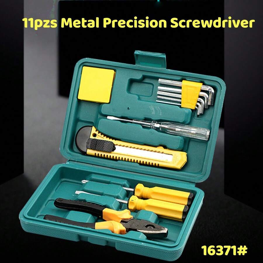 12-Piece Tool Set With Box, Small Handheld Portable Car Repair Tool Kit, Home Emergency Tools - 綠色 - 查看 1