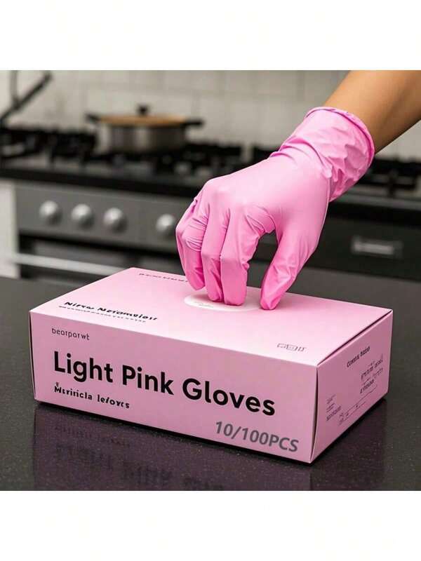 Disposable Nitrile Gloves (Pink Color Preferred) - 100pcs/50pcs/4pcs Options - Powder-Free, Latex-Free, Durable, Waterproof, Anti-Static, Food-Safe, Multi-Purpose For Household Cleaning, Kitchen, Bathroom, Beauty Salon,