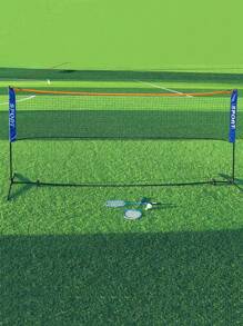 便携式专业标准羽毛球和排球网 | 耐用运动器材，户外运动装备，经典运动设计，稳定的运动网，坚固的结构，黑色框架和蓝色装饰，适用于家庭、海滩、球场练习（无支架） - 彩色 - 查看 5