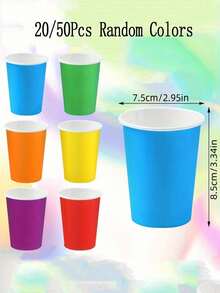 10/20/50/100pcs Vibrant Multicolored Paper Cups - Perfect For Hot & Cold Drinks, Ideal For Weddings, Picnics, BBQs, Travel & Events, Uncoated Party Supplies, Bbq Party Supplies ,Vibrant Party Cups,Reusable Party Supplies, Pink - Home Party Supplies For Cold Drink Coffee Festival Celebration - Multicolor - View 9