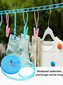 One Piece Is 5 Meters Long. The Red Lantern 520 Windproof And Sun - Resistant Clothesline, The 5 - Meter Non - Slip Clothesline, The Anti - Fall Fence - Style Trapezoidal Outdoor Clothes - Hanging Rope Is Lightweight And Multi - Functional. It Is Very Suitable For Traveling/Trips And Outdoor Camping. You Can Hang Clothes Outdoors Without Installing A Permanent Line. - Multicolor - View 1