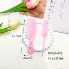 Small Cute Hair Comb2 Piece Mini Hair Comb Set For Lady      Fine Tooth Rat Tail Comb Portable AntiStatic Plastic Hairdressing Comb Hair Combs Gift For Wet And Dry -It Is Important For Beauties - Pink - View 2