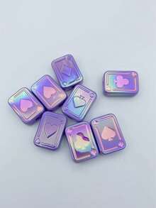 10 chiếc ngẫu nhiên phong cách mới đầy màu sắc nhỏ giọt dầu chơi bài Acrylic sơn UV lỗ trung tâm hạt phụ kiện trang sức tự làm, thích hợp cho dây đeo điện thoại, bút và trang trí - Nhiều màu - Xem 18