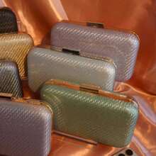 Bolsa Clutch Festa Casamento Carteira Feminina Nova Moda Com Glitter Para Festa WT168-196 - Champanhe - Visão 3