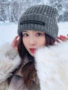 新款厚针织帽，宽松，男女通用，保暖，休闲，时尚，个性化，百搭，涤纶，无帽檐，秋冬 - 帽子 - 查看 10