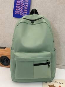 Large Capacity Solid Color Men's Backpack, Fashion Minimalist Travel Bag, Suitable For Casual, Japanese, College, Commuting And Other Occasions, Can Also Be Used As A School Bag Or College Bag - Multicolor - View 3