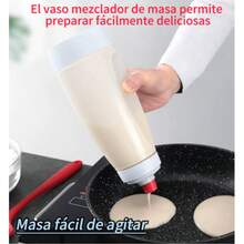 Botella de plástico multiusos para cocina, ideal para salsas, aceites, miel o decoración de postres, reutilizable y práctica - Blanco - Ver 6