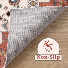 Runner Rug Hallways, 2'6x10' Washable Non Slip Kitchen Runner Rug, Long Boho Vintage Rust Hallway Stair Ultra Soft Print Floor Carpet Bedroom Bathroom Laundry Room, Home Decor - 復古橙 - 查看 6