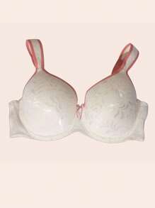 1pc Women's Wireless Bra With Contrast Color, Wide Strap, Lift And Support For Large Bust, Suitable For Home, Office And Outdoor Wear