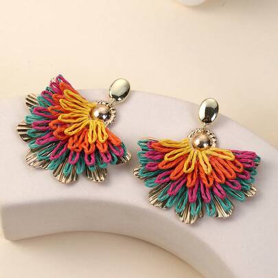 1 Paio Di Orecchini A Forma Di Fiore Con Effetto Coriandolo E Coda Di Phoenix, Design Unico, Adatti Per Vacazioni, Feste E Uso Quotidiano