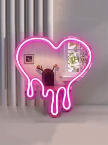 Srebrne lustro LED Neon zasilane przez USB, topiące się serce, artystyczne lustro: odpowiednie do wystroju domu, studia, salonu, salonu tatuażu, sztuki dekoracyjnej, prezentu urodzinowego