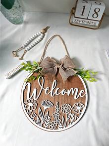 1pc Wooden Welcome Sign Hanging Decor, Welcome Design Wall Decor, Home Decor For Room, Bedroom, Living Room, Back To School Season Decoration, Holiday Gift, Farmhouse Style