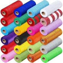 1/2 Rolls Deco Mesh Ribbon - 10inch X 30 Feet Each Roll Metallic Foil Mesh Ribbon For Wedding, Birthday,Halloween, Thanksgiving, Christmas, New Year DIY Gift Decorationand Home Decorating