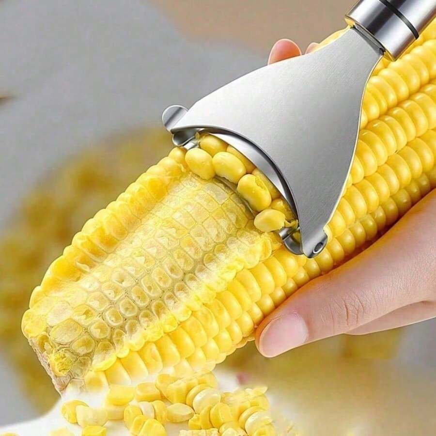 Stainless Steel Corn Peeler Serrated Corn Stripper Peelers Cob Shaver Planer Thresher Cutter Kitchen Fruit Vegetable Gadget Tool - Silver 1pcs - View 1
