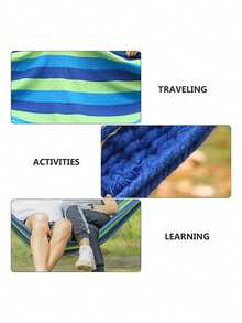 1 hamaca portátil para acampar en el jardín al aire libre con correas para árboles, hamaca duradera para una carga de 450 libras, viene con bolsa de viaje, ideal para patio, patio trasero y camping - Multicolor - Ver 5