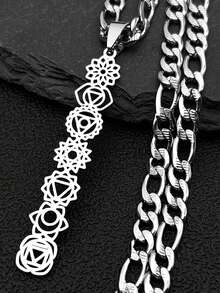 Vòng cổ mặt dây chuyền hoa sinh nhật Yoga 7 Chakra dành cho phụ nữ bé gái bằng thép không gỉ màu vàng Reiki bùa hộ mệnh trang sức quà tặng Ngày của Mẹ - vòng cổ - Xem 12