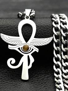 Egyptian Ankh Cross Eye Of Horus Necklace Men Women Stainless Steel Hip Hop Tiger Eyes Key Of Life Necklaces - Necklace - View 2