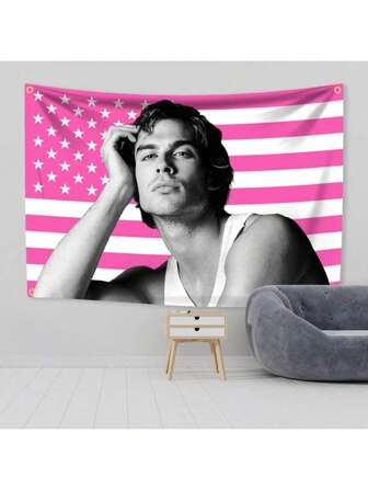 Affiche de vampire américain rose, décoration murale amusante de mème, décoration de maison, drapeau de chambre, bannière de chambre, antre d'homme, bannière d'art musical moderne, cadeau