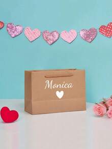 Custom Kraft Paper Gift Bags With Handles, Personalized Gift Bags, Solid Color Gift Bags,Heart-Shaped Gift Bag, Gift Box Substitutes, Wedding Supplies, Party Supplies, Gift Bags, Bridesmaid Gift Bags, Groomsmen Gift Bags, Engagement Gift Bags, Wedding Gifts, Exquisite, Fashionable, Suitable For Giving To Family, Friends, Colleagues - Multicolor - View 3