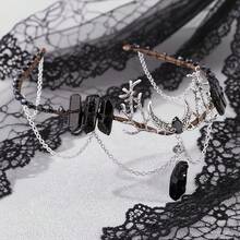 1 件复古黑水晶月亮皇冠头饰 - 手工编织哥特式精灵头饰，适合派对发饰，适合角色扮演摄影、万圣节 - 彩色 - 查看 3