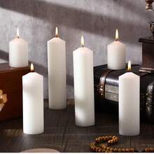 1/5pcs White Tapered Cylinder Aromatherapy Candle, Smoke-Free & Dripless, Suitable For Home Decoration, Home Ornament/Wedding Candle/Dinner Party/Church Candle/Emergency Ceremony/SPA, Festival Candle (White, Multiple Sizes)