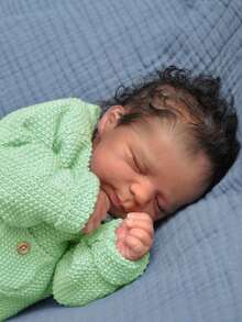 45 CM Asleep Reborn Baby Doll Toy For Girl Cloth Body Vinyl Limbs Lifelike Black Brown Skin Smile Babies Doll Kid Birthday Gift Collectable Humanoid Toys