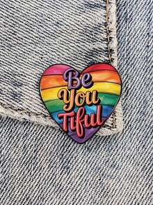 1 件 Be You Tiful 新款时尚心形指纹心形金属别针趣味复古胸针衬衫翻领教师包可爱徽章卡通别针适合爱人女朋友