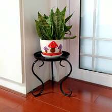 1pc Contemporary Metal Plant Stand - Indoor/Outdoor Flower Pot Holder Display Rack, Freestanding Movable Corner Shelf For Living Room, Balcony, Garden, Patio - No Electricity Required - Multicolor - View 3