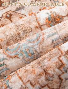 Runner Rug Hallways, 2'6x10' Washable Non Slip Kitchen Runner Rug, Long Boho Vintage Rust Hallway Stair Ultra Soft Print Floor Carpet Bedroom Bathroom Laundry Room, Home Decor - Vintage Peach/Cream - View 4